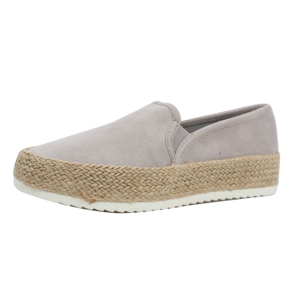 Light Grey Faux Suede Espadrille Slip On Loafer - Picture 5 of 6